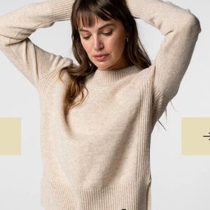 Finisterre Cavan Oatmeal Ribbed Knit Wool Sweater